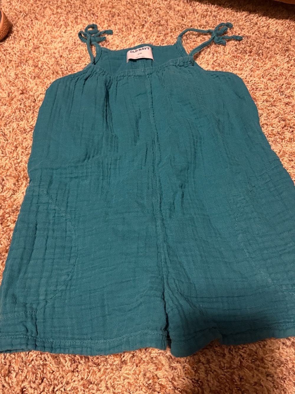 🔴10/$10! Girls Old Navy Teal Tie-Strap Gauze Romper